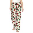 thumbnail image 1 of Uemuo Rose Flowers Pattern Women's Wide Leg Palazzo Lounge Pants with Pockets Light Weight Loose Comfy Casual Pajama Pants-Small, 1 of 9