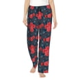 thumbnail image 1 of Uemuo Rose Flowers Pattern Women's Wide Leg Palazzo Lounge Pants with Pockets Light Weight Loose Comfy Casual Pajama Pants-XX-Large, 1 of 9