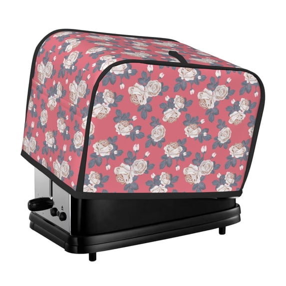 Uemuo Rose Flowers Print Toaster Cover 2 Slice, Small Kitchen Appliance Covers, Toaster Oven Cover with Loop, Bread Machine Cover Dust Cover Protection