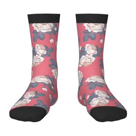 Uemuo Rose Flowers Printed Kids Boys Socks Seamless Crew Socks Crazy Funny Athletic Sport Socks for Children