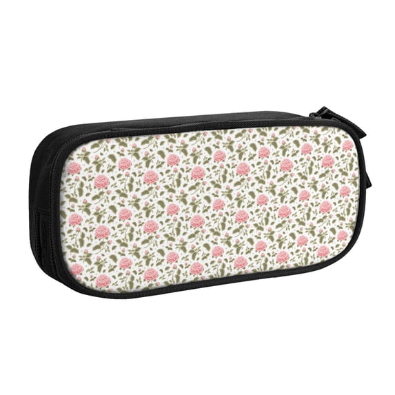 Uemuo Rose Flowers Printed Pencil Pen Case, Portable Pencil Pouch with Zipper, Compact Stationery Bag Makeup Bag, Pencil Bag for Home Office