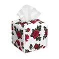 thumbnail image 1 of Uemuo Rose Flowers Tissue Box Cover Holder, Square with Bottom Belt - PVC Leather Decorative Organizer for Tabletop, Bathroom, Car, Office, 1 of 8