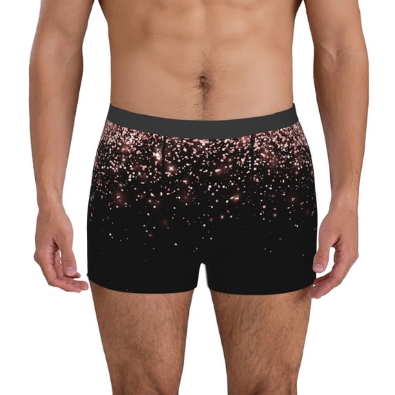 Uemuo Rose Gold Glitter1 Pattern Men's Boxer Briefs,Trunk Anti-Chafing,Comfortable, Durable, and Stylish Underwear-XX-Large