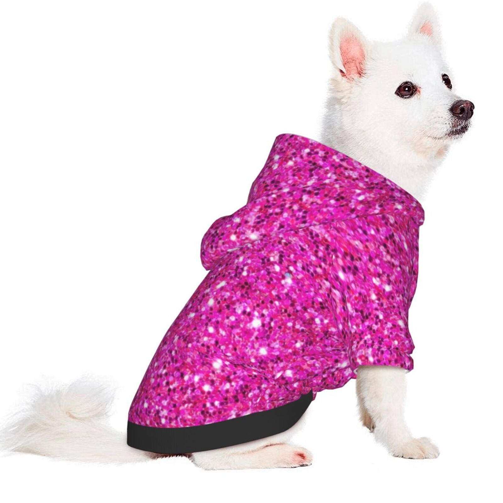 Uemuo Rose Red Glitter for Winter Dog Hoodie Sweatshirts with Pockets