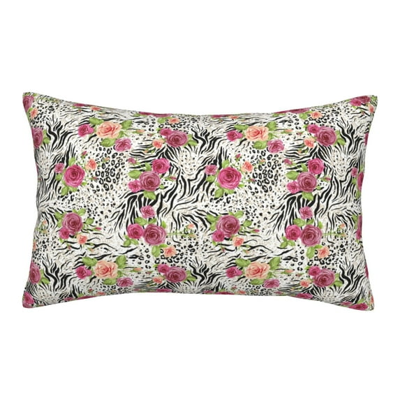 Uemuo Roses Mixed Zebra Print Throw Pillow Case – Cozy & Soft Cushion Cover, Hypoallergenic Pillow Case for Sleeping, Perfect for Women with Envelope Closure-20"x30"