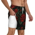 thumbnail image 1 of Uemuo Roses Pattern Mens Swim Trunks Quick Dry Board Shorts with Mesh Lining, Stretch Beach Shorts Quick Dry No-Chafing Board Shorts-XX-Large, 1 of 9
