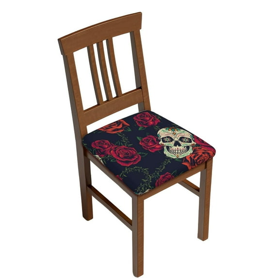 Uemuo Roses Skulls Pattern Waterproof Square Couch Cushion Covers, Magic Sofa Covers Washable, Stretch Sofa Seat Cushion Slipcovers