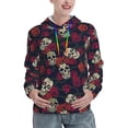 thumbnail image 1 of Uemuo Roses Skulls Pattern Women's Hoodie with Eye-catching Drawstrings- Casual Pullover Hoodie with Kangaroo Pocket, Stylish Hooded Sweatshirt-Medium, 1 of 7