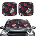 thumbnail image 1 of Uemuo Roses Skulls Printed 2 PCS Car Windshield Sun Shade, Auto Sun Heat and UV Rays Blocker, Foldable Automotive Front Window Sunshade Protector, 1 of 7