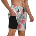 thumbnail image 1 of Uemuo Roses and Butterflies Pattern Mens Swim Trunks Quick Dry Board Shorts with Mesh Lining, Stretch Beach Shorts Quick Dry No-Chafing Board Shorts-, 1 of 9