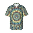 thumbnail image 1 of Uemuo Round Mandala1 Printed Regular Fit Short Sleeve Casual Hawaiian Shirt for Men,Aloha shirt,Tropical shirt,Floral print shirt,Vacation Beach shirt-Large, 1 of 9