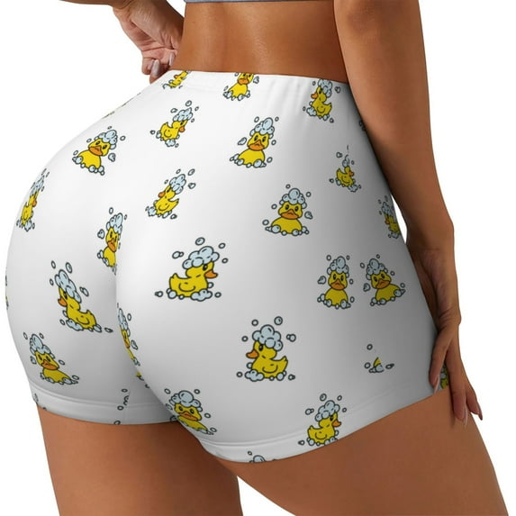 Uemuo Rubber Duck Showe Pattern Women Workout Impact Shorts Scrunch Butt Lifting Gym Shorts Seamless Booty Biker Shorts-Medium