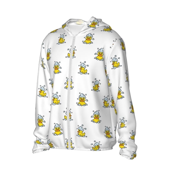 Uemuo Rubber Duck Showe Pattern Women's Full Zip UPF 50+ Sun Protection Hoodie Jacket Long Sleeve Sun Shirt Hiking Outdoor Performance with Pockets-3X-Large