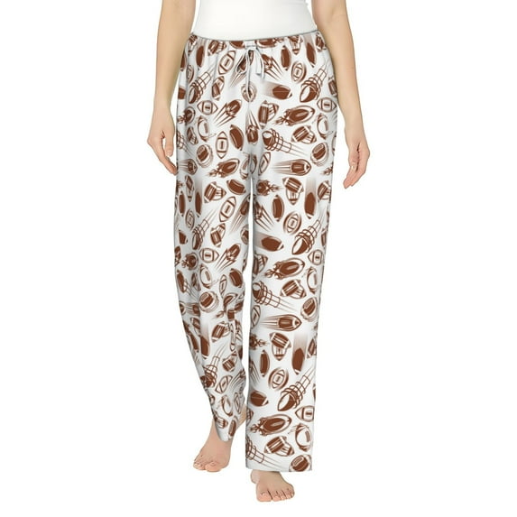Uemuo Rugby Style Pattern Women's Wide Leg Palazzo Lounge Pants with Pockets Light Weight Loose Comfy Casual Pajama Pants-X-Large