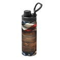 thumbnail image 1 of Uemuo Rustic American Flag Wood 18OZ Insulated Kettle, Sports Water Bottle, Stainless Steel Kettle, Vacuum Insulated Flask, Flip Lid Travel Mug, 1 of 7