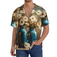 thumbnail image 1 of Uemuo Rustic Daisy Mason Jars Pattern Cotton Linen Short Sleeve Shirts,Casual Lightweight Button Down Shirts,Vacation Beach Summer Tops-Medium, 1 of 7