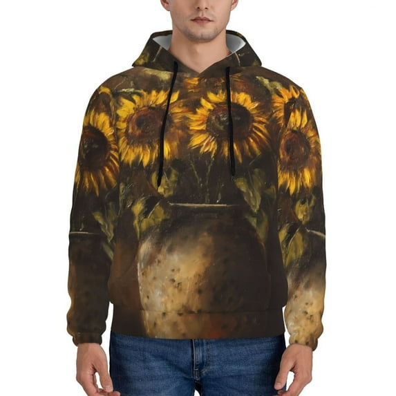 Uemuo Rustic Sunflower Bouquet Pattern Men's Hoodie - Casual Pullover Hoodie with Kangaroo Pocket, Stylish Hooded Sweatshirt for Everyday Wear-XX-Large