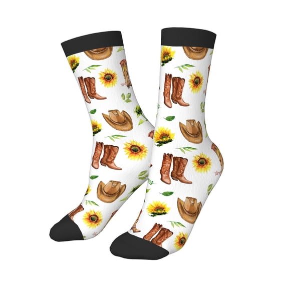 Uemuo Rustic Western Charm Printed Kids Boys Socks Seamless Crew Socks Crazy Funny Athletic Sport Socks for Children