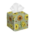 thumbnail image 1 of Uemuo Sage Green With Sunflowers Tissue Box Cover Holder, Square with Bottom Belt - PVC Leather Decorative Organizer for Tabletop, Bathroom, Car, Office, 1 of 8