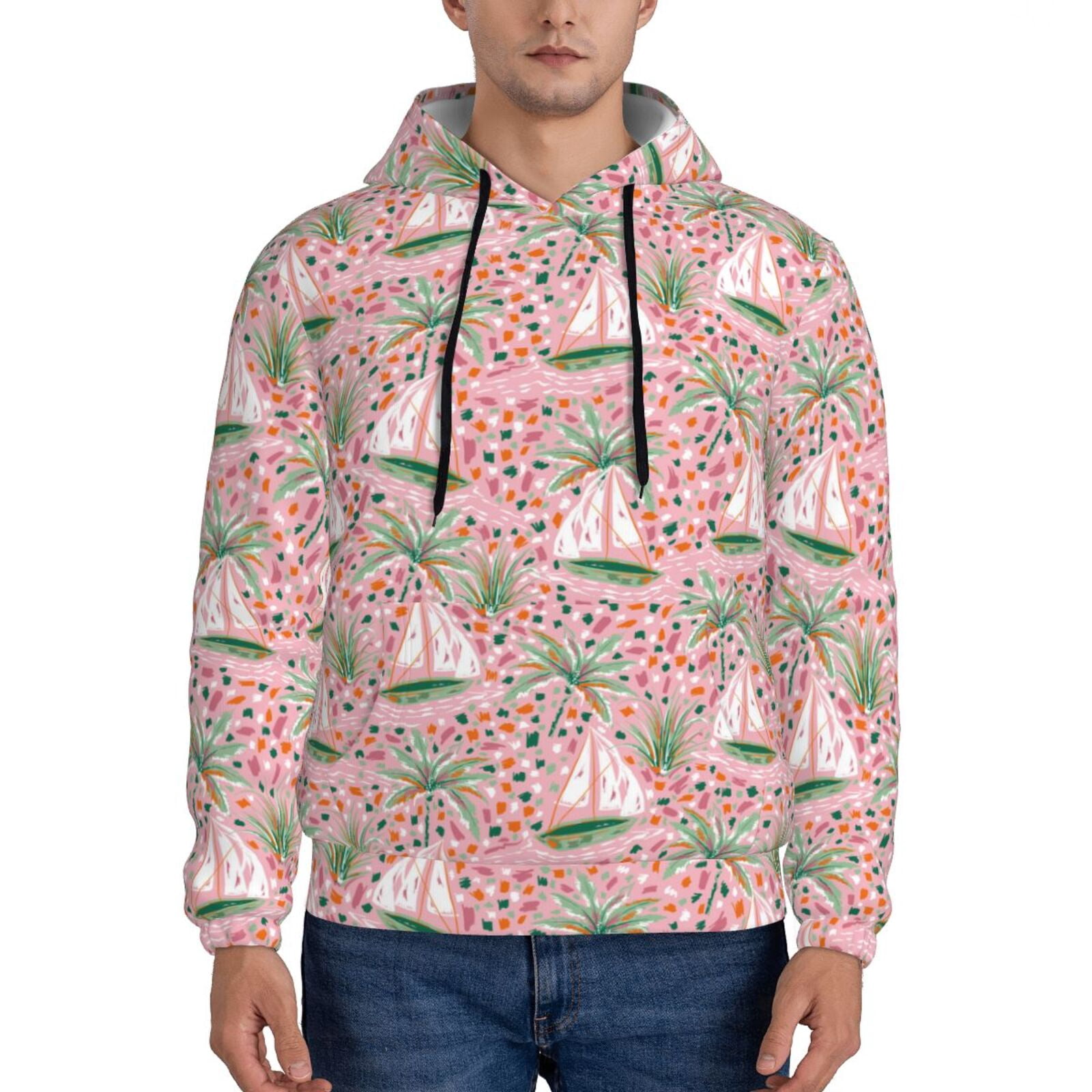 YESKIT Lorna Music And Shore Men's Casual Zip-Up Hoodie – Soft Fleece, Graphic Print