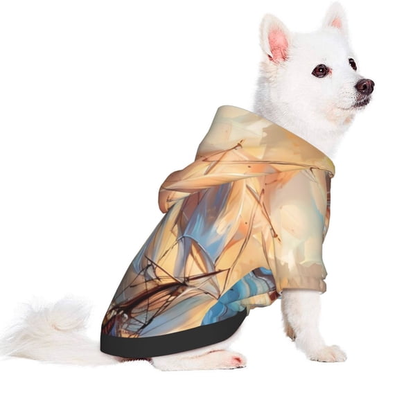 Uemuo Sailing Ship Ocean Sunset for Winter Dog Hoodie Sweatshirts with Pockets Warm Dog Clothes for Small Dogs Chihuahua-X-Large