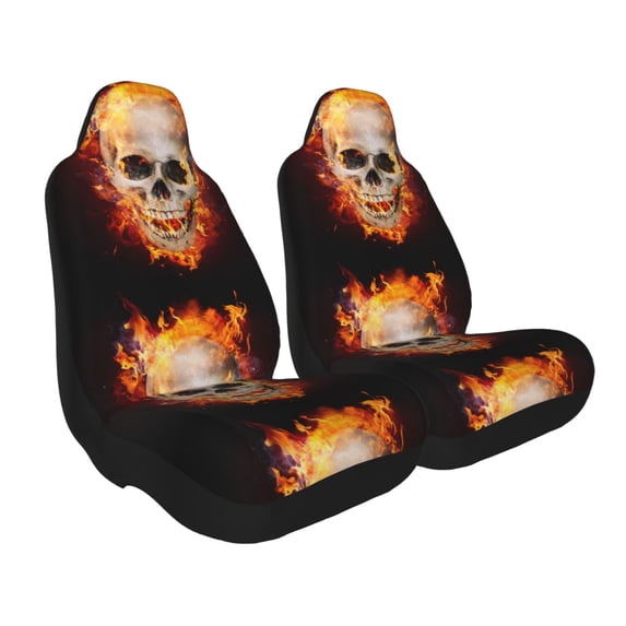 Uemuo Satanic Skull Pattern Car Seat Covers for Front Seats Waterproof Seat Covers for Cars, Universal Auto Front Seats Protector Fits for Car-2 PCS