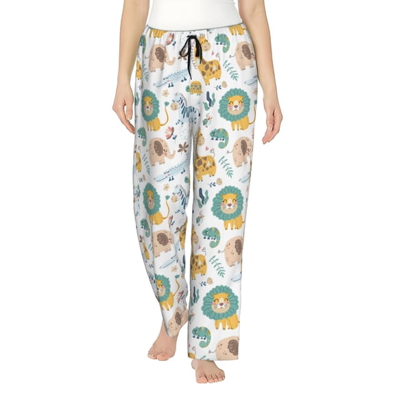 Uemuo Scandinavian Africa Pattern Women's Wide Leg Palazzo Lounge Pants with Pockets Light Weight Loose Comfy Casual Pajama Pants-Medium