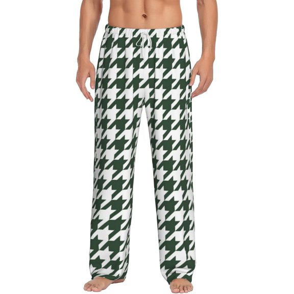 Uemuo Scottish Checkered Pattern Men's Wide Leg Palazzo Lounge Pants with Pockets Light Weight Loose Comfy Casual Pajama Pants-Large