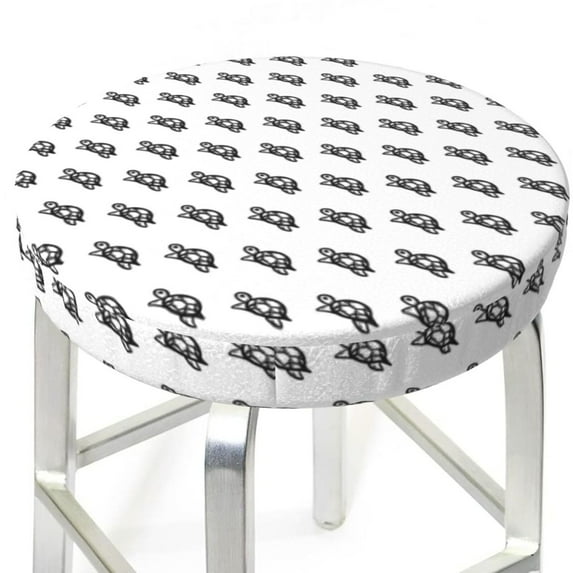 Uemuo SeTurtle27 Pattern Round Bar Stool Seat Covers Washable Stool Cushion Slipcover Elastic Bar Chair Covers-12 inch