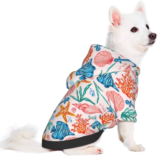 Uemuo Sea Creatures for Winter Dog Hoodie Sweatshirts with Pockets Warm Dog Clothes for Small Dogs Chihuahua-X-Small