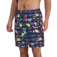 thumbnail image 1 of Uemuo Sea Inhabitans and Herb Pattern Men's Swim Trunks Hawaiian Beach Bathing Suit Swimsuits Beach Quick-Dry Shorts with Pockets-XX-Large, 1 of 9