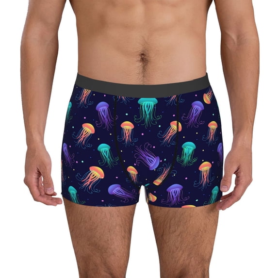 Uemuo Sea Jellyfish Pattern Men's Boxer Briefs,Trunk Anti-Chafing,Comfortable, Durable, and Stylish Underwear-