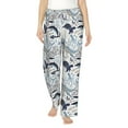 thumbnail image 1 of Uemuo Sea Life Elements Pattern Women's Wide Leg Palazzo Lounge Pants with Pockets Light Weight Loose Comfy Casual Pajama Pants-Large, 1 of 9