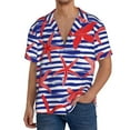 thumbnail image 1 of Uemuo Sea Stars Pattern Cotton Linen Short Sleeve Shirts,Casual Lightweight Button Down Shirts,Vacation Beach Summer Tops-Large, 1 of 7