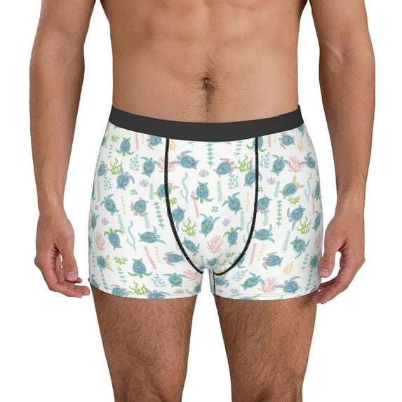 Uemuo Sea Turtle Pattern Men's Boxer Briefs,Trunk Anti-Chafing,Comfortable, Durable, and Stylish Underwear-Small