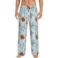 thumbnail image 1 of Uemuo Sea Turtle Pattern Men's Wide Leg Palazzo Lounge Pants with Pockets Light Weight Loose Comfy Casual Pajama Pants-Small, 1 of 9