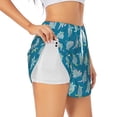 thumbnail image 1 of Uemuo Sea Turtle Pattern Women's Athletic Shorts High Waisted Running Shorts with Liner Pockets Gym Elastic Workout Shorts-XX-Large, 1 of 9