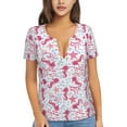 thumbnail image 1 of Uemuo Seahorse and Starfish Drawing Women's Deep V-Neck Low Cut Tops - Casual Loose Fit with Stainless Steel Loop, Soft, Breathable, Perfect for Office, Travel, and Daily Wear-Small, 1 of 5
