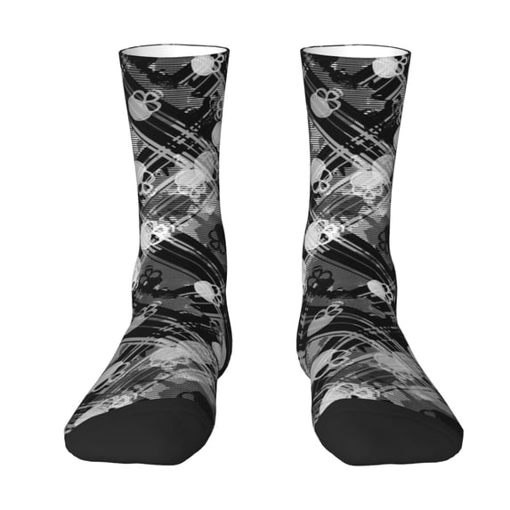 Uemuo Seamless Pattern With Skulls Pattern Women's Crew Socks, Soft Durable Breathable Moisture-Wicking with Odor Control Cotton socks