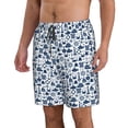 thumbnail image 1 of Uemuo Seaside Primary Color Pattern Men's Swim Trunks Hawaiian Beach Bathing Suit Swimsuits Beach Quick-Dry Shorts with Pockets-Large, 1 of 9