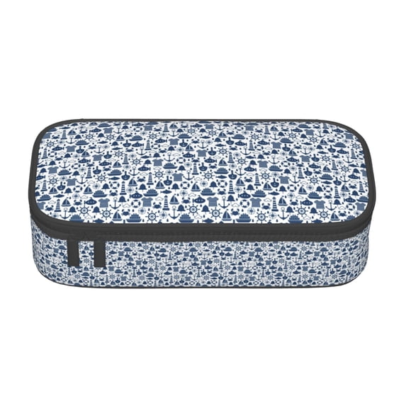 Uemuo Seaside Primary Color Printed Large Pencil Case, Big Capacity Pencil Pouch Stationery Pen Bag, Storage High Capacity Bag Pouch Holder Box Organizer, Marker Pen Case
