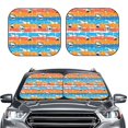 thumbnail image 1 of Uemuo Shark On Line Printed 2 PCS Car Windshield Sun Shade, Auto Sun Heat and UV Rays Blocker, Foldable Automotive Front Window Sunshade Protector, 1 of 7
