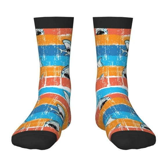 Uemuo Shark On Line Printed Kids Boys Socks Seamless Crew Socks Crazy Funny Athletic Sport Socks for Children