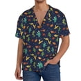thumbnail image 1 of Uemuo Shells and Seaweed Pattern Cotton Linen Short Sleeve Shirts,Casual Lightweight Button Down Shirts,Vacation Beach Summer Tops-Small, 1 of 7