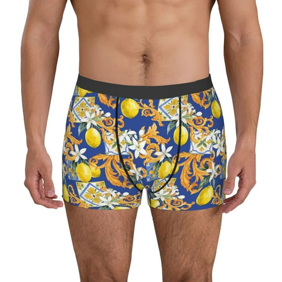 Uemuo Sicilian Style Pattern Men's Boxer Briefs,Trunk Anti-Chafing,Comfortable, Durable, and Stylish Underwear-
