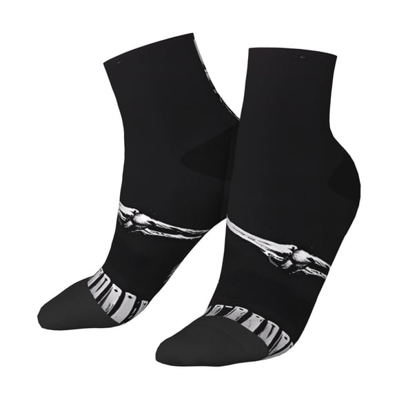 Uemuo Skeleton Playing Xylophone Printed Crew Socks, Moisture-Wicking Socks, Athletic Socks for Men Breathable Cushion Socks Casual Sport Socks for Running Traveling