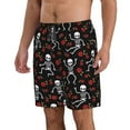 thumbnail image 1 of Uemuo Skeleton with Roses Pattern Men's Swim Trunks Hawaiian Beach Bathing Suit Swimsuits Beach Quick-Dry Shorts with Pockets-X-Large, 1 of 9