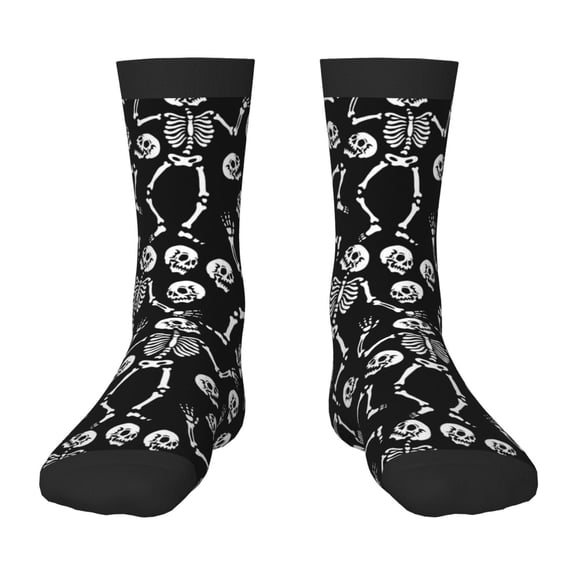 Uemuo Skeletons Dancing Printed Kids Boys Socks Seamless Crew Socks Crazy Funny Athletic Sport Socks for Children