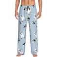 thumbnail image 1 of Uemuo Skiing penguin Bear Pattern Men's Wide Leg Palazzo Lounge Pants with Pockets Light Weight Loose Comfy Casual Pajama Pants-Medium, 1 of 1