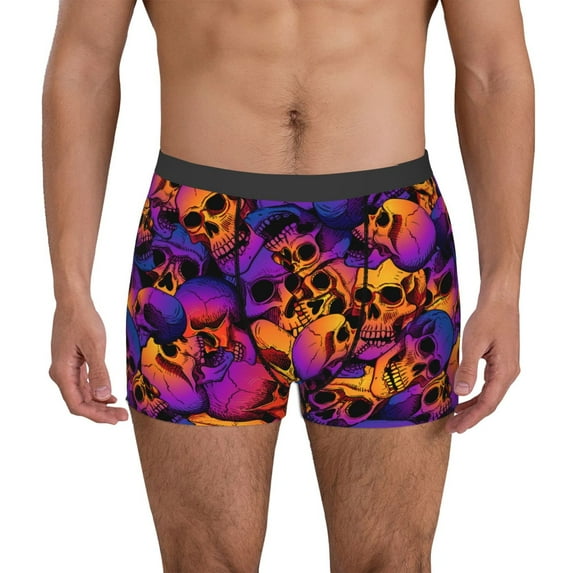 Uemuo Skull Pattern Men's Boxer Briefs,Trunk Anti-Chafing,Comfortable, Durable, and Stylish Underwear-